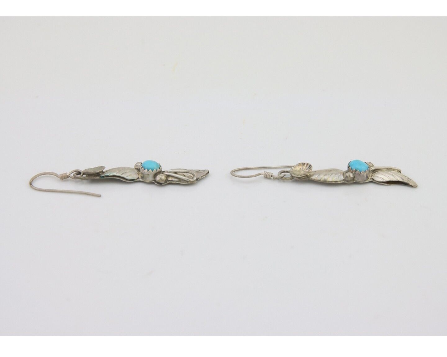 Navajo Dangle Earrings 925 Silver Natural Turquoise Native Artist C.80's