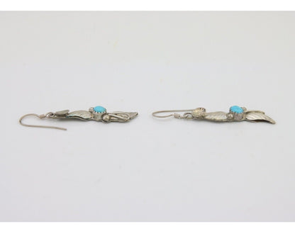 Navajo Dangle Earrings 925 Silver Natural Turquoise Native Artist C.80's