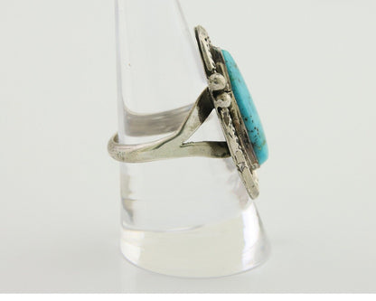 Navajo Handmade Ring 925 Silver Turquoise Native Artist C.80's