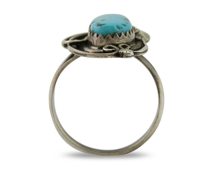 Navajo Ring .925 Silver Blue Turquoise Artist Signed Jack Tom C.80's