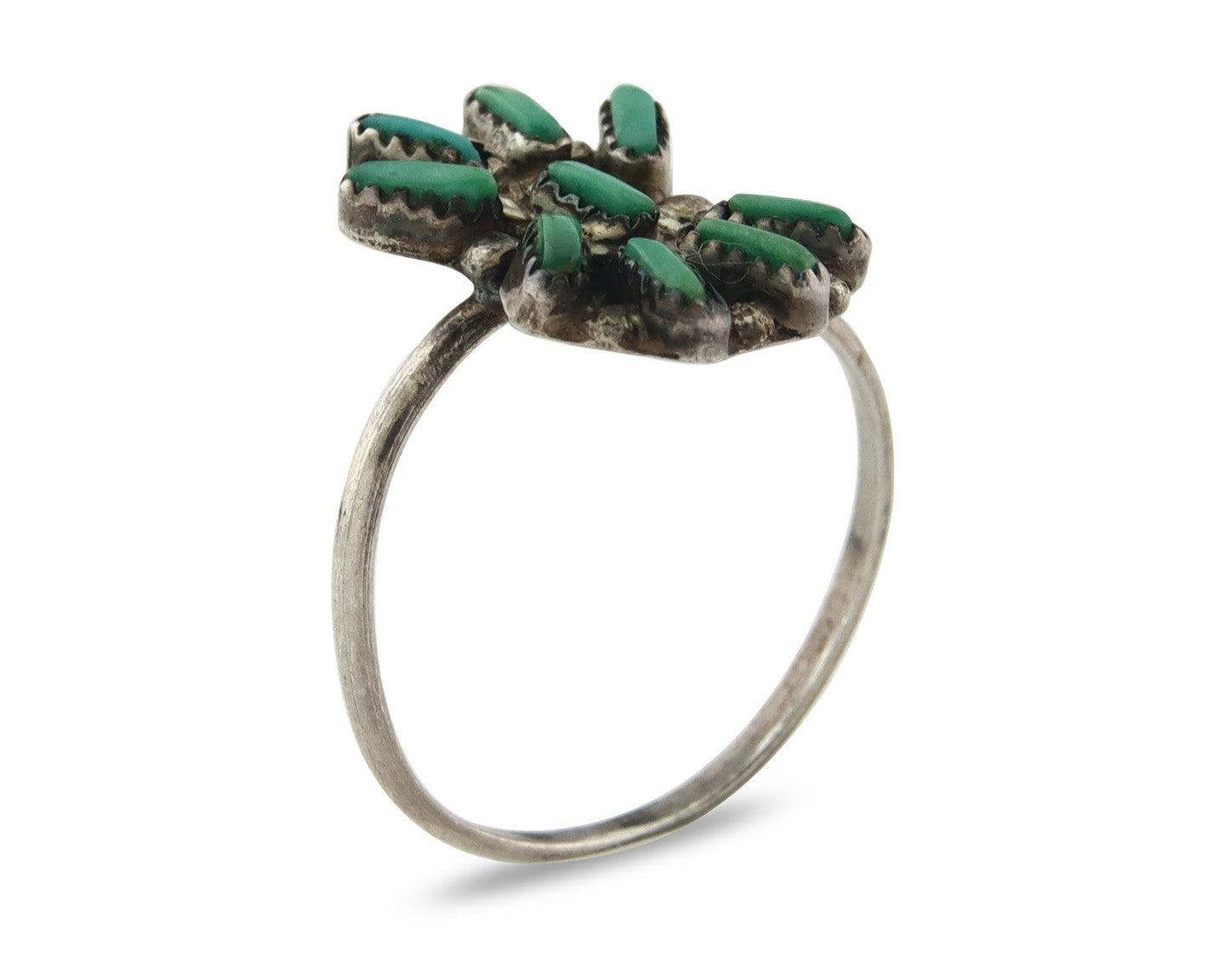 Vintage Zuni Ring 925 Sterling Silver Traditional Authentic Turquoise Size 8.0