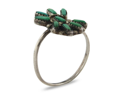 Vintage Zuni Ring 925 Sterling Silver Traditional Authentic Turquoise Size 8.0