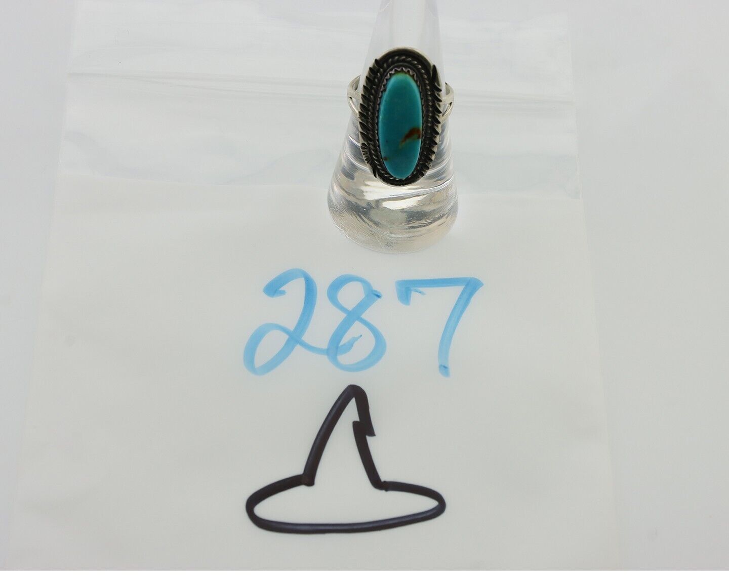 Navajo Ring 925 Silver Natural Kingman Turquoise Signed USA C.80's
