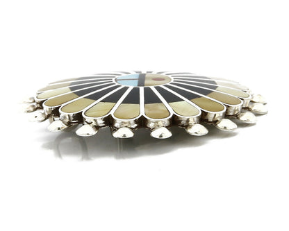 Zuni Signed Artist Victoria Unkestine Inlaid .925 SOLID Silver Tewa Pendant Pin