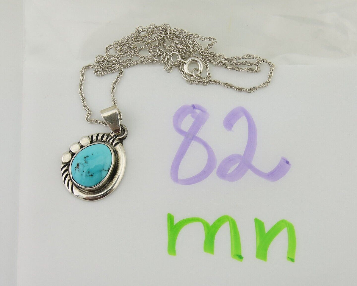 Navajo Necklace 925 Silver Natural Turquoise Artist M Montoya C.80's