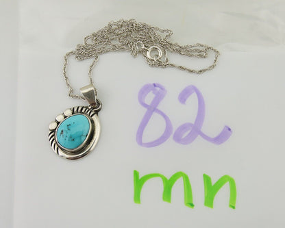 Navajo Necklace 925 Silver Natural Turquoise Artist M Montoya C.80's