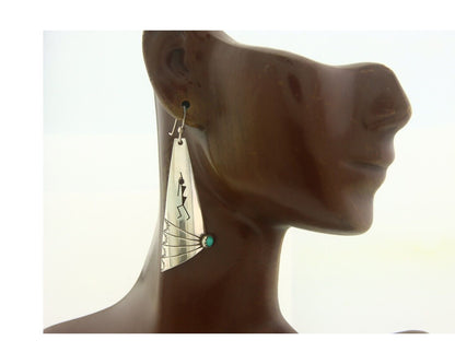 Navajo Earrings 925 Silver Kokopelli Natural Turquoise Native Artist C.80's