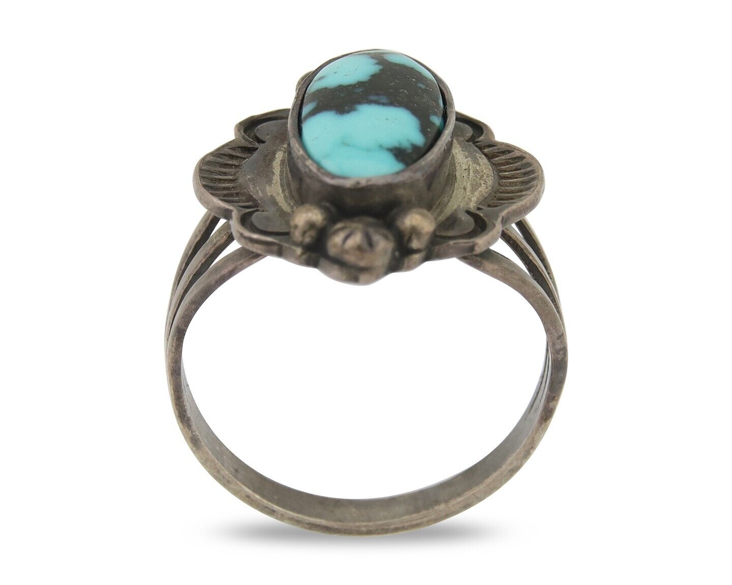 Navajo Handmade Ring 925 Silver Natural Turquoise Native Artist C.80's