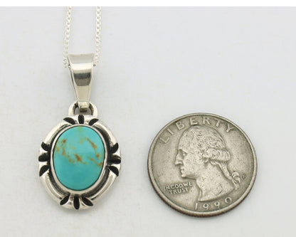 Navajo Necklace 925 Silver Arizona Turquoise Handmade Signed Gecko C.90's