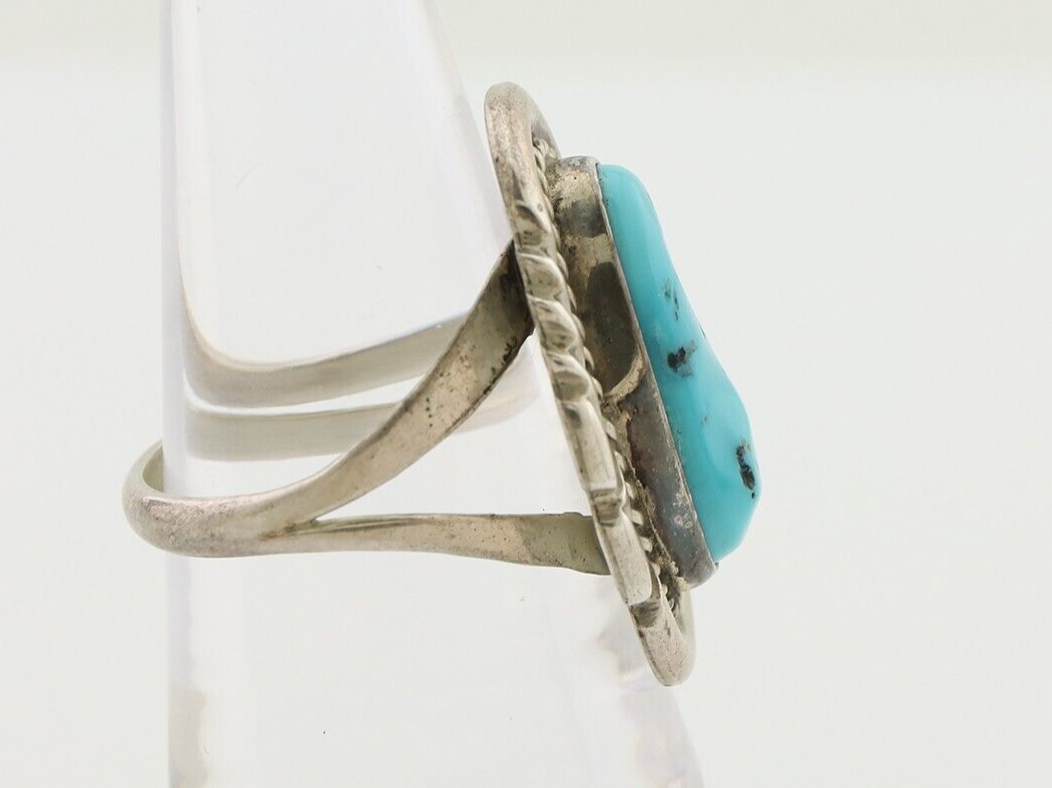 Navajo Turquoise Ring 925 Silver Handmade Native American Artist C.80's
