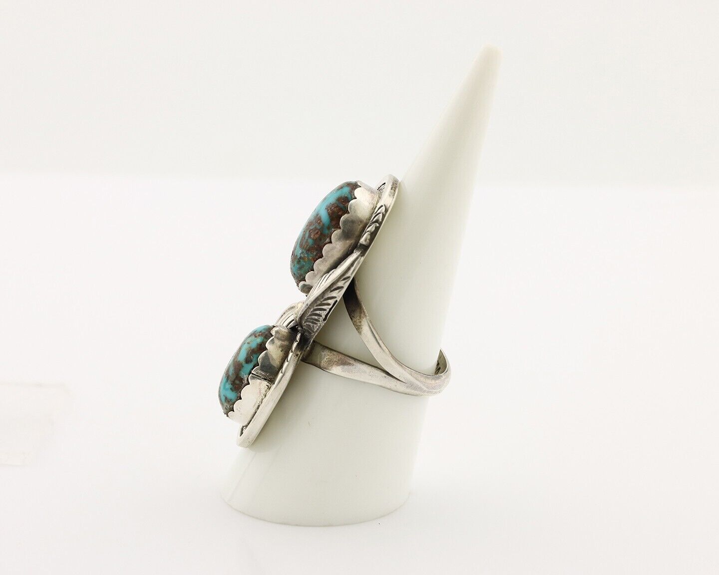 Zuni Ring .925 Silver Natural Blue Turquoise Artist Signed Platoro FNE C.80's