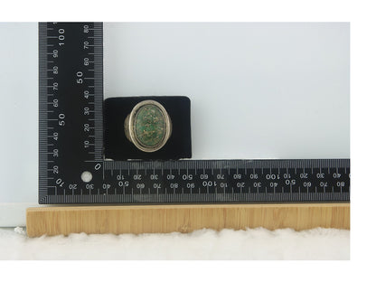 Men Navajo Ring Sterling Silver Turquoise Signed Doug Zachary Size 16.25