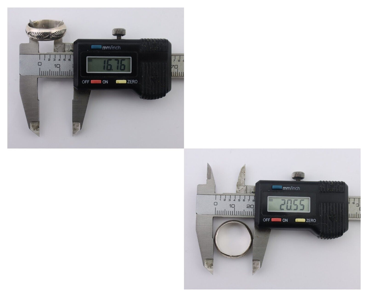 Navajo Hand Stamped Band 925 Silver 6.0 mm Signed Larry Chavez Size 6.5 C.80's