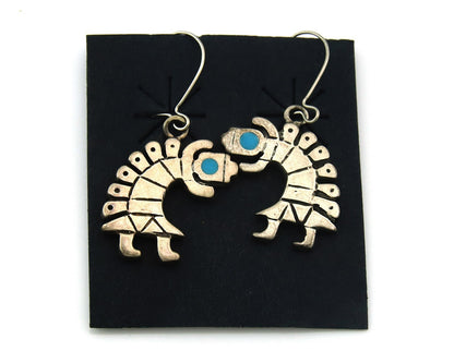 Navajo Dangle Earrings Sterling Silver Turquoise Vintage Kachina Dancer