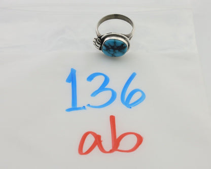Navajo Ring 925 Silver Blue Gem Turquoise Native Artist Signed G.C. 01 C.80's