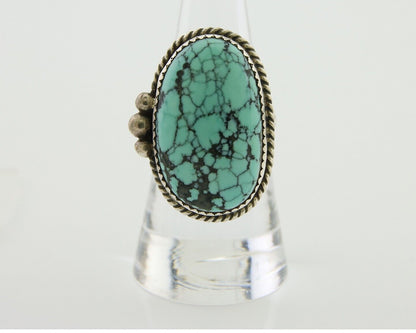 Navajo Handmade Ring 925 Silver Spiderweb Turquoise Native Artist C.80's