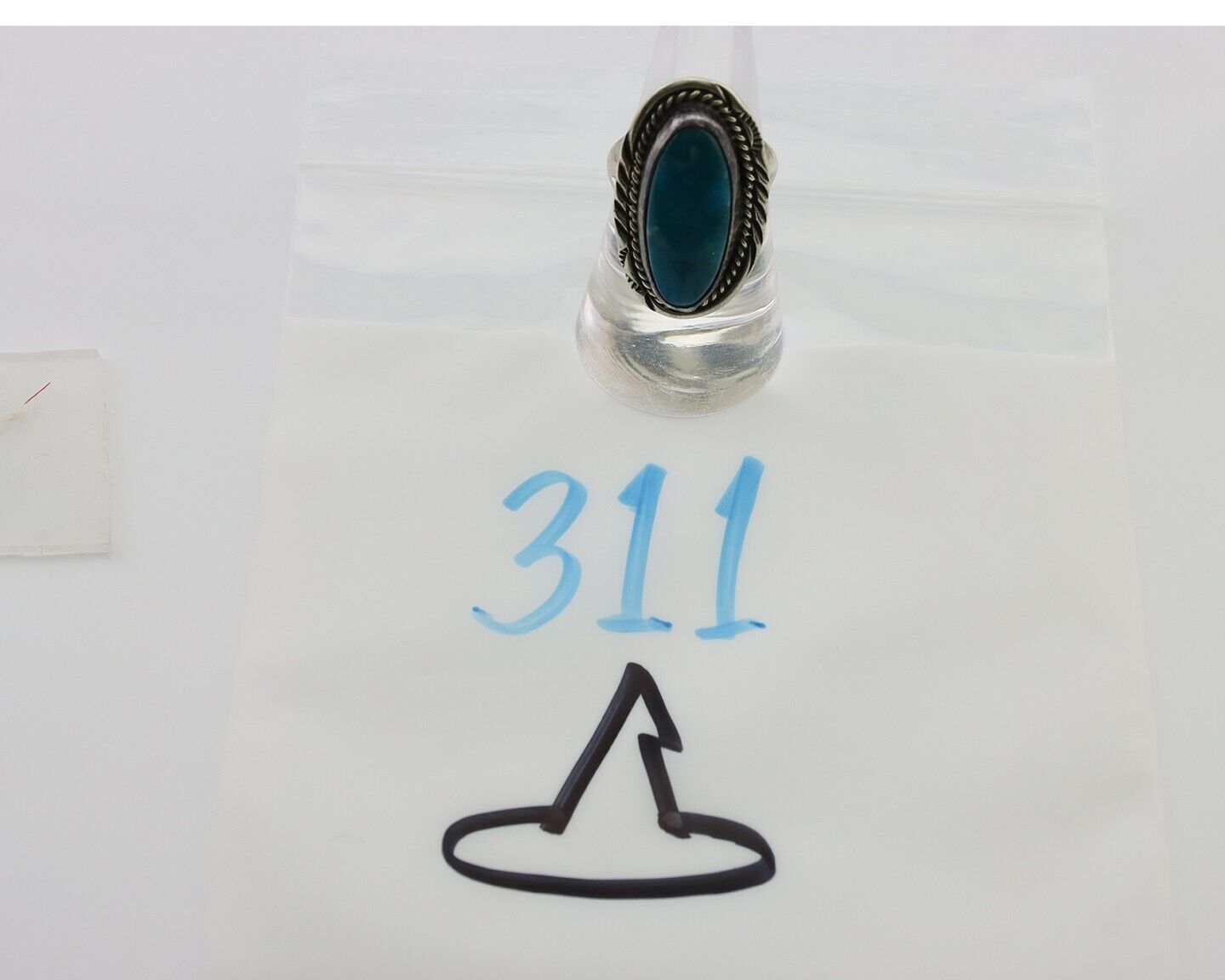 Navajo Ring 925 Silver Kingman Turquoise Native American Artist C.80's