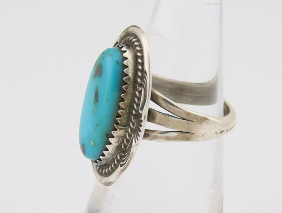 Navajo Handmade Ring 925 Silver Natural Turquoise Native Artist C.80's