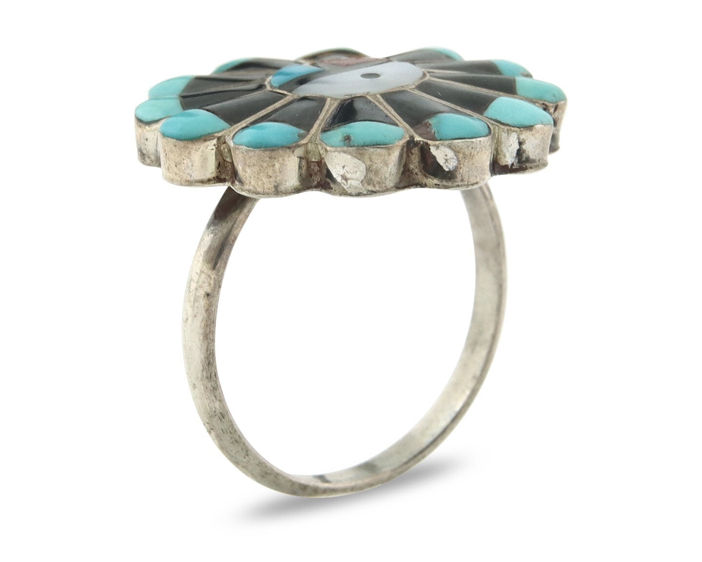 Vintage Zuni Ring 925 Sterling Silver Natural Gemstone Size 6.75