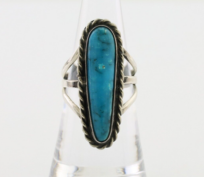Navajo Ring 925 Silver Natural Turquoise Artist Signed JT C.80's