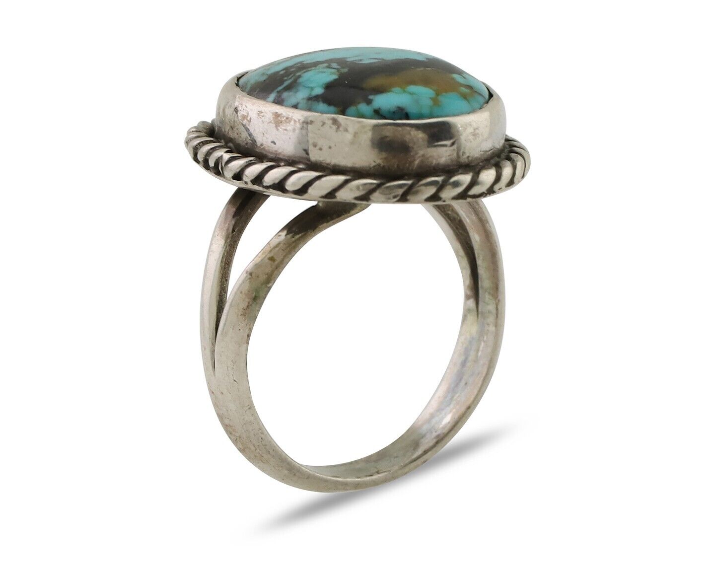 Navajo Ring 925 Silver Natural Blue Turquoise Native American Artist C.80's