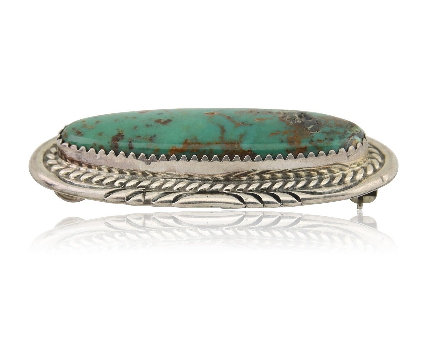 Navajo Pin Pendant 925 Silver Natural Blue Turquoise Artist Signed Davey Morgan