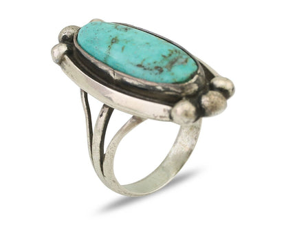 Navajo Turquoise Ring 925 Silver Artist Signed Sunrise Size 6.5 C.80's