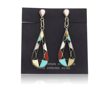 Navajo Earrings 925 Silver Natural Gemstone Native American Artist C.80's