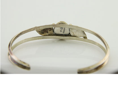 Navajo Cuff Bracelet Blue Turquoise 925 Silver Native Artist Signed BD C.80's