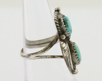Navajo Ring 925 Silver Natural Blue Green Turquoise Signed MC C.80's