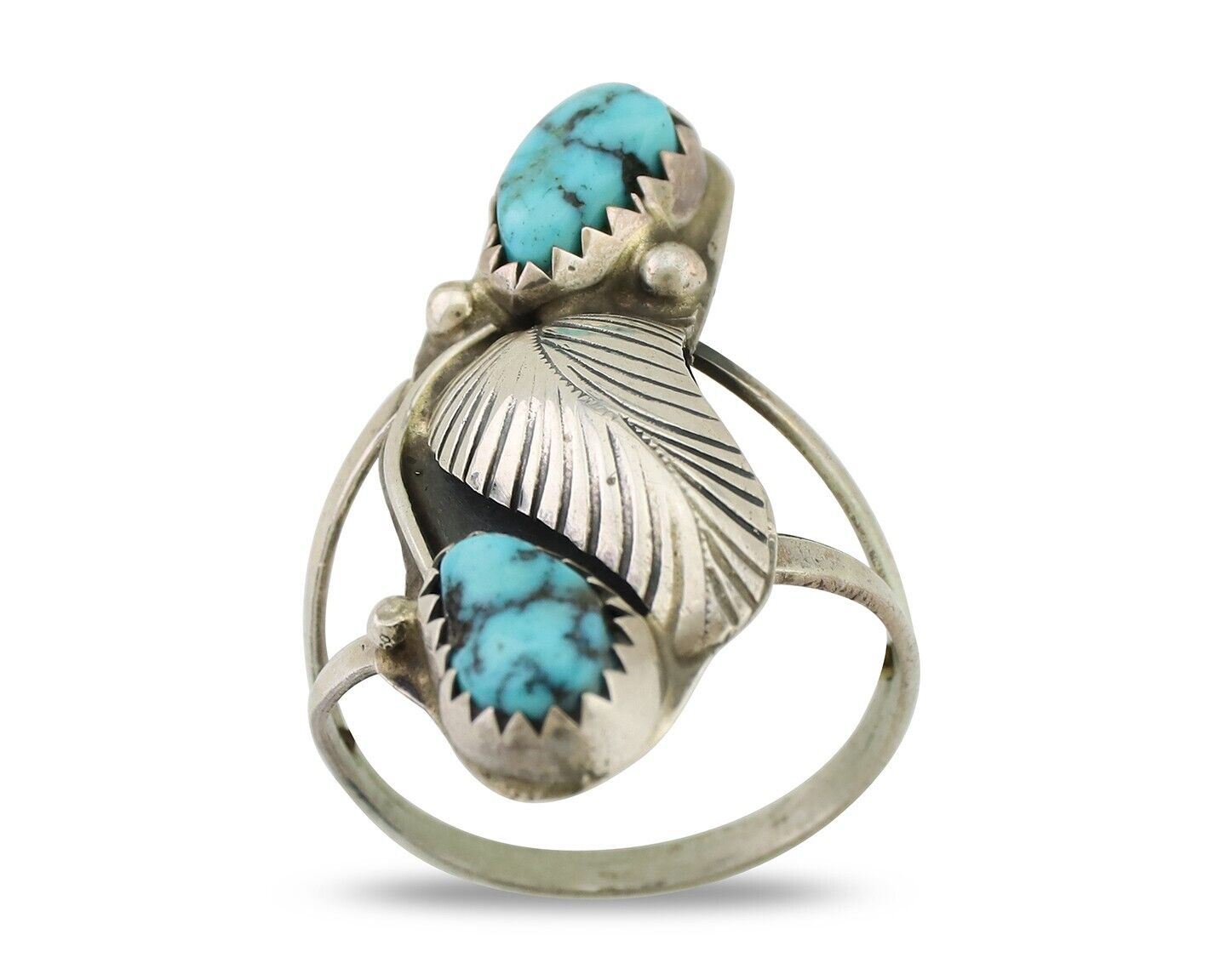 Navajo Handmade Ring 925 Silver Kingman Turquoise Native American Artist C.80's