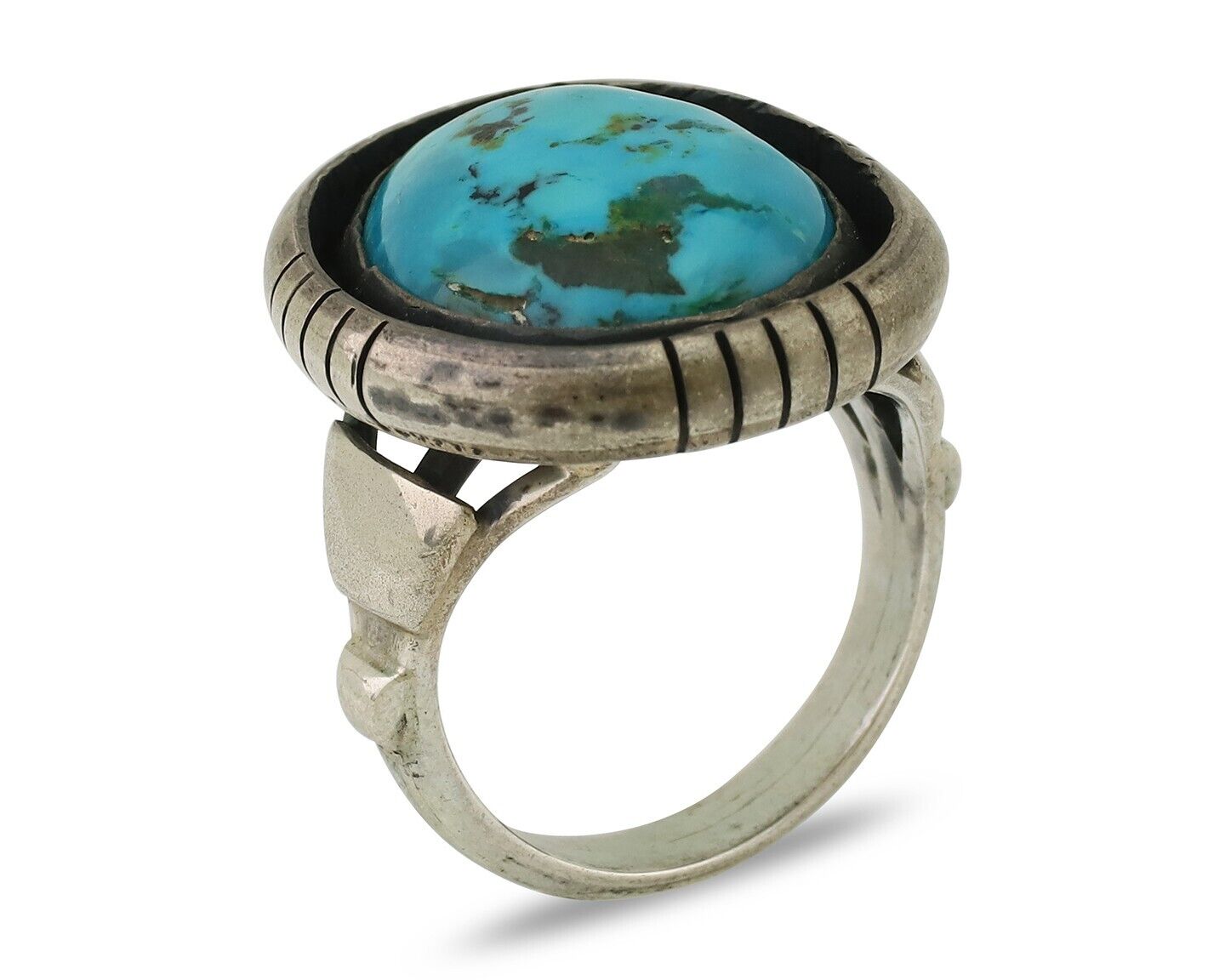 Navajo Ring 925 Silver Arizona Turquoise Signed M Montoya C.80's