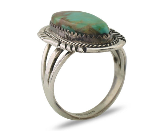 Navajo Ring 925 Silver Blue Gem Turquoise Native American Artist C.80's
