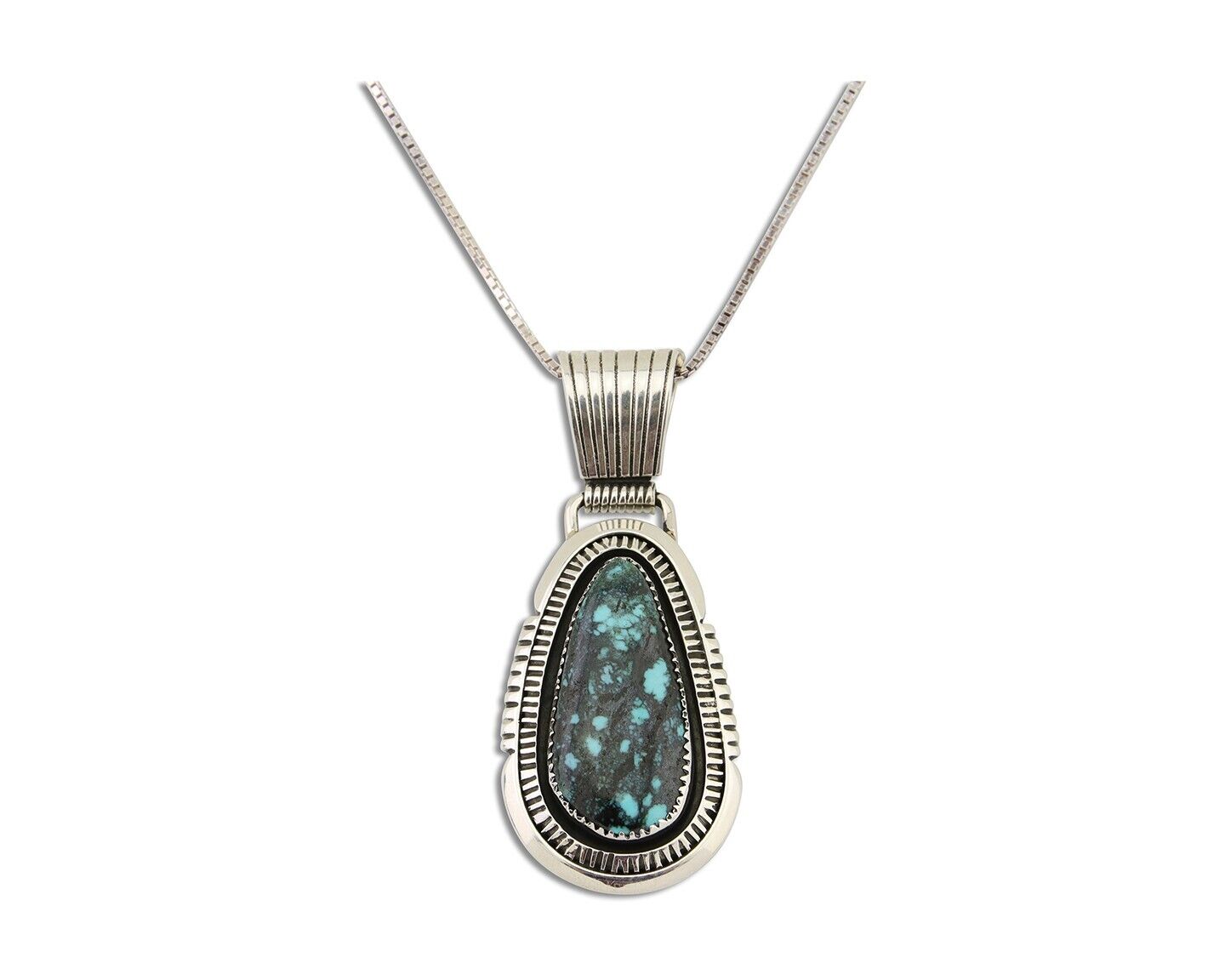 Navajo Necklace 925 Silver Natural Turquoise Artist Signed Mike Begay C.80's