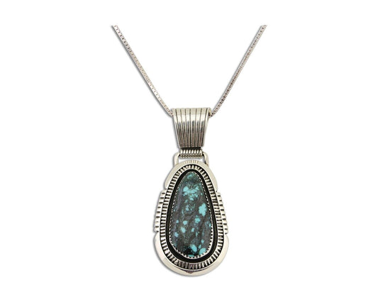Navajo Necklace 925 Silver Natural Turquoise Artist Signed Mike Begay C.80's