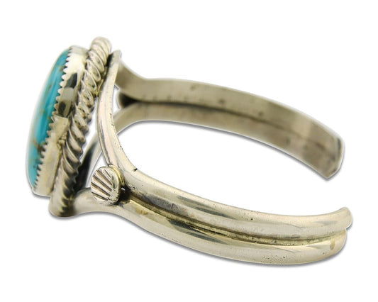Navajo Bracelet 925 Silver Cuff Turquoise Handmade Artist Signed MM Rogers C80's