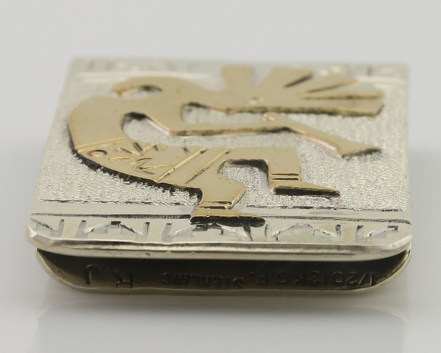 Navajo Money Clip .925 Silver Gold Plate & .999 Nickle Native Artist C.80's