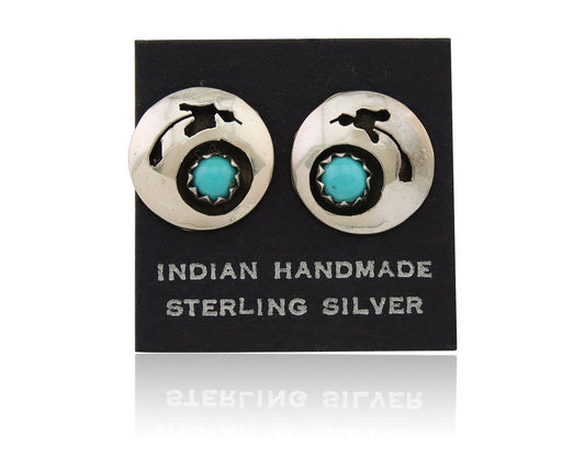 Navajo Handmade Earrings 925 Silver Turquoise Native American Artist C.80's