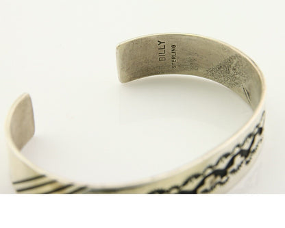 Navajo Bracelet 925 Silver Handmade Cuff Artist Signed Tom Billy C.80's