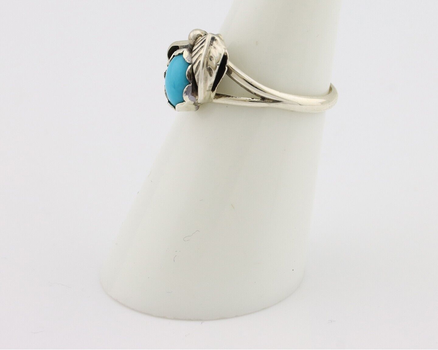 Navajo Ring .925 Silver Sleeping Beauty Turquoise Native American Artist C.80's