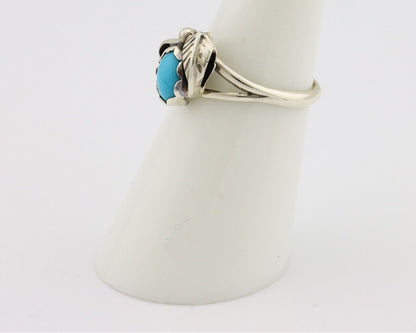 Navajo Ring .925 Silver Sleeping Beauty Turquoise Native American Artist C.80's