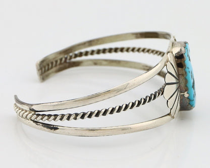 Navajo Bracelet 925 Silver Sleeping Beauty Turquoise Artist Signed LT CHEE C80s