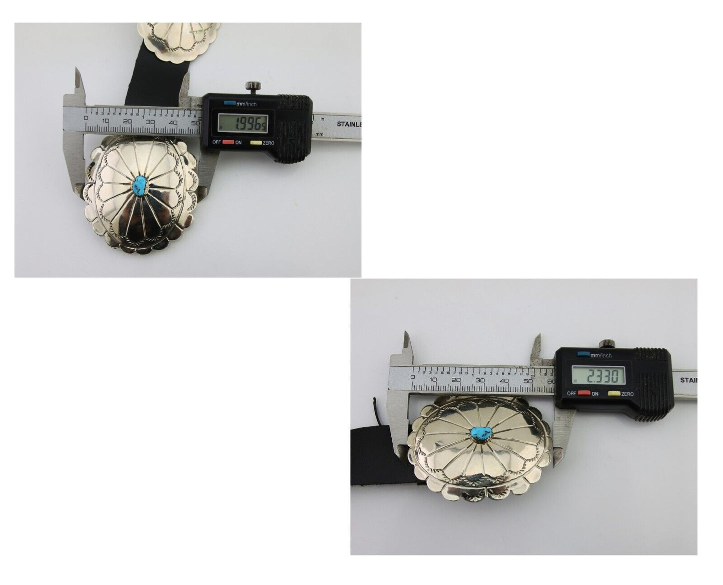 Navajo Handmade Concho Belt Turquoise 925 Silver Signed RS Arrow C.80's