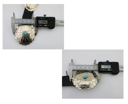 Navajo Handmade Concho Belt Turquoise 925 Silver Signed RS Arrow C.80's