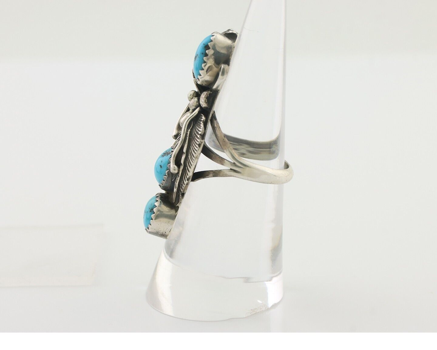 Navajo Ring 925 Silver Sleeping Beauty Turquoise Native American Artist C.80's