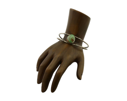 Navajo Bracelet 925 Silver Natural Green Turquoise Native American Artist C.80's