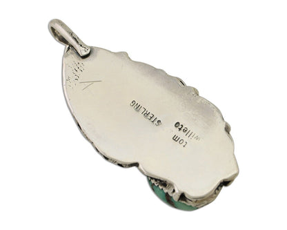 Navajo Pendant 925 Silver Natural Bisbee Turquoise Signed Tom Willeto C.80's
