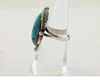 Navajo Ring .925 Silver Blue Turquoise Artist Signed HM C.80's
