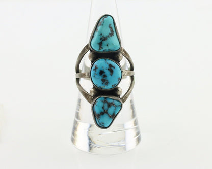 Navajo Ring 925 Silver Natural Blue Turquoise Native American Artist C.80's