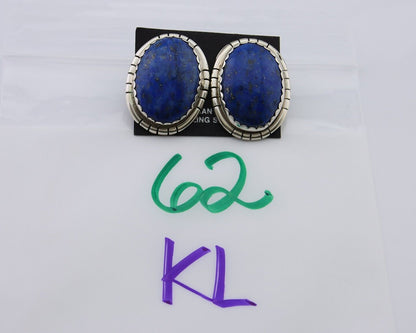 Navajo Paw Earrings 925 Silver Blue Denim Lapis Native American Artist C.80's